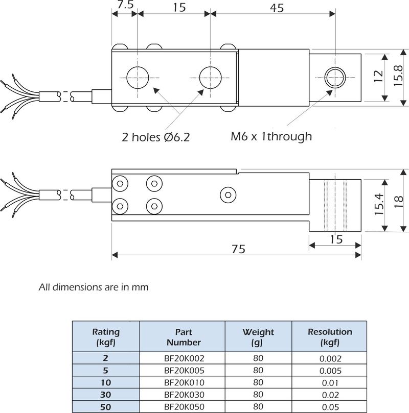 bf2 beam load cell dimensions